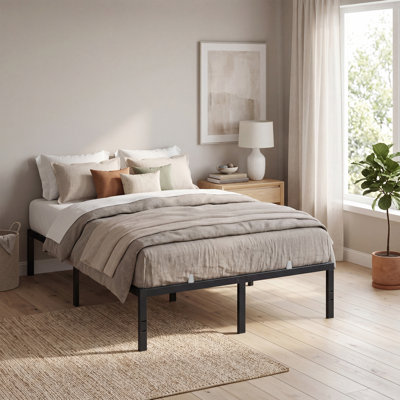 16" Heavy-Duty Metal Platform Bed Frame, 1100 Lbs Capacity, No Box Spring, Under-Bed Storage