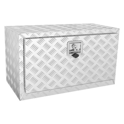 30" Heavy Duty Aluminum Underbody Truck Tool Box - Waterproof Diamond Plate Pickup Storage Chest with T-Handle Lock