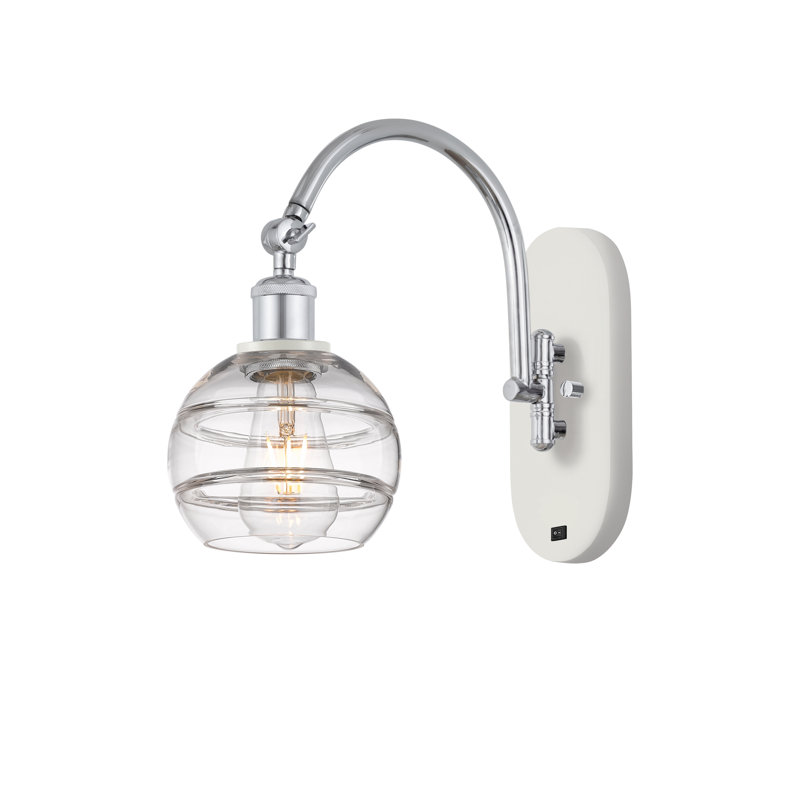 Applique murale en acier Rochester, Chrome poli blanc, Transparent