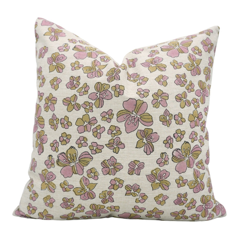 Coussins décoratifs faits à la main 16 x 16 pouces Boho, H 16 po x l 16 po, Carrée, Floral rose / vert