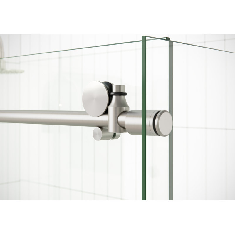 Nova 48 in. x 36 in. x 78 in. 90-degree Fully Frameless Sliding Glass Shower Enclosure, Brushed Nickel
