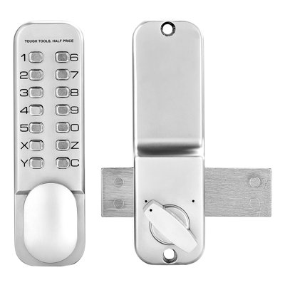 Serrure de porte mécanique sans clé, serrure à 14 touches, serrure à clavier mécanique avec bouton-poussoir réglable, serrure de portail étanche en alliage de zinc, conçue pour la maison ou le bureau.