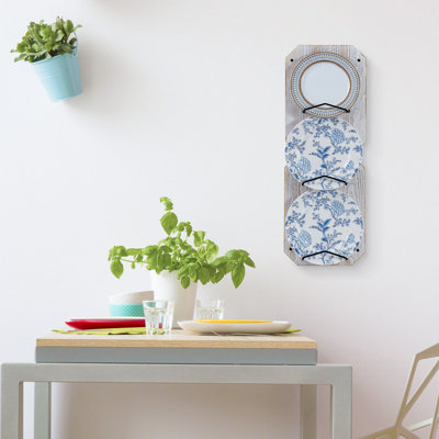 Whitewashed Wall Decorative 3 Slot Plate Display