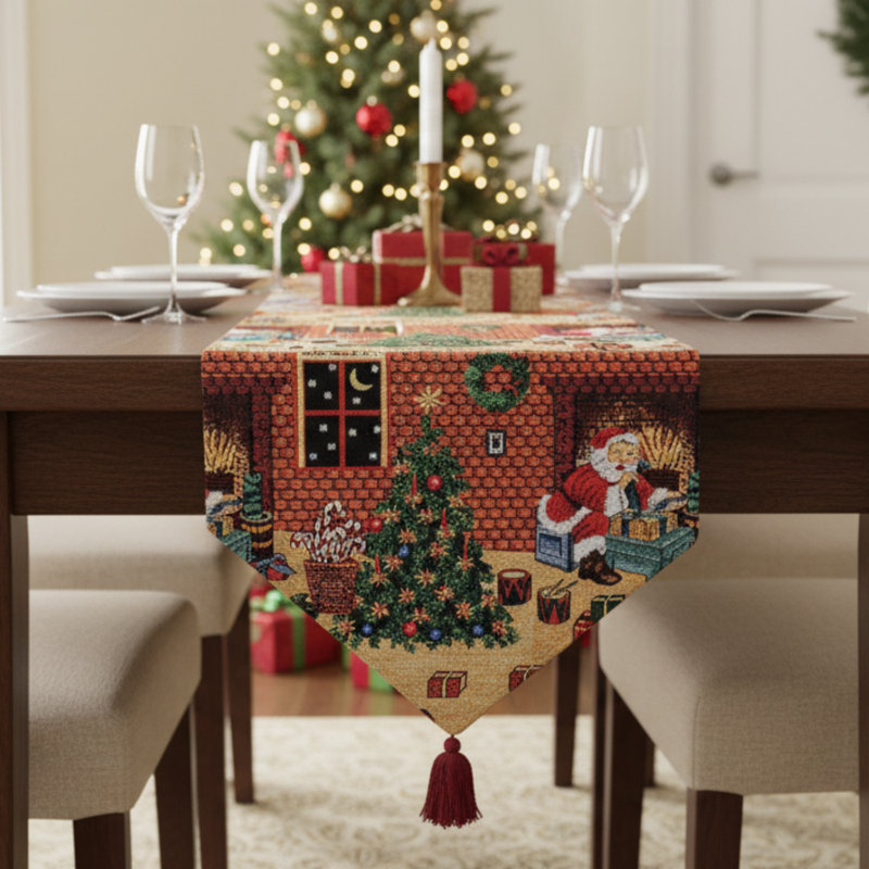Last Minute Preparation Christmas Table Runner, 13" W x 72" D