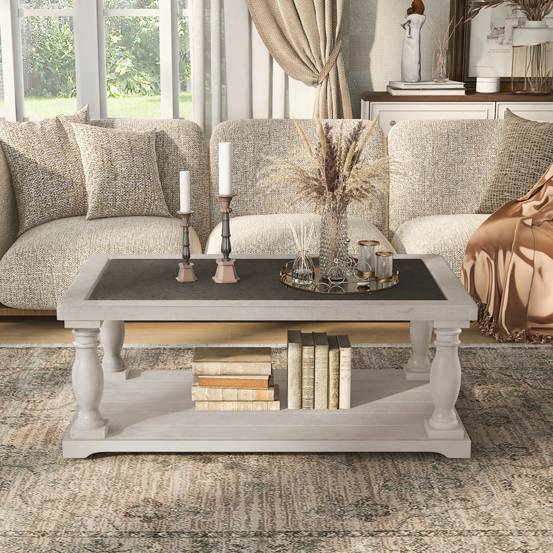 Table basse Farmhouse, Brun et blanc