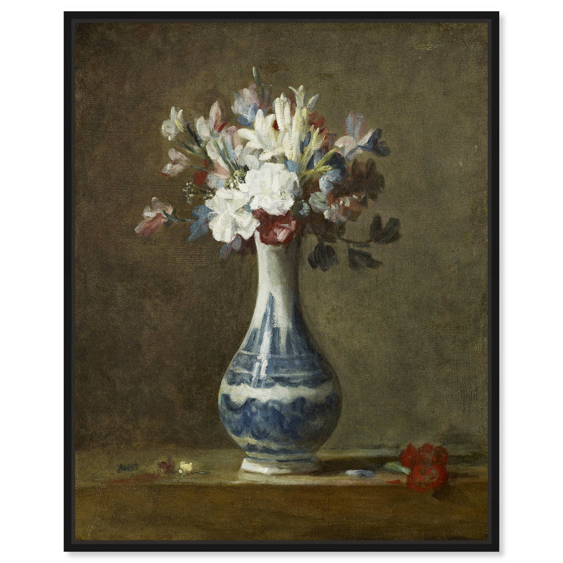 Art mural Jean Vase Chardin, Cadre noir, H 21 po x l 17 po