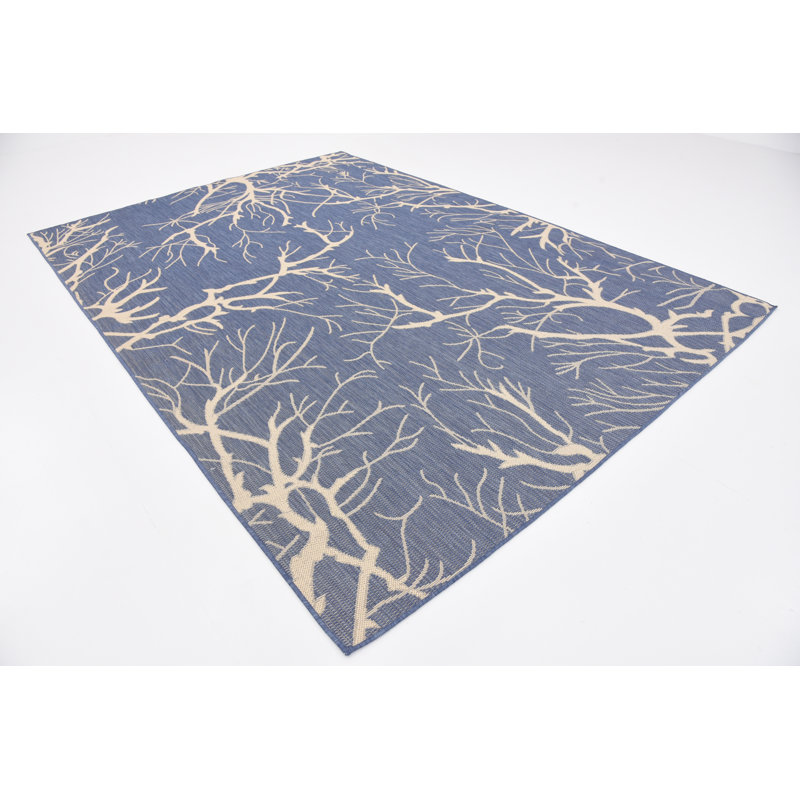 Tapis bleu intérieur / extérieur Andover, Rectangle 2 pi 2 po x 3 pi 1 po
