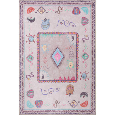 Tapis rose tissé pour chambre d'enfant