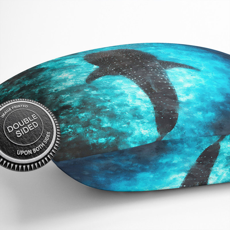 Whale Shark Scatter Cushion, 40cm H x 40cm W x 15cm D, Black/Teal/Teal
