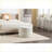 Ottoman with Storage &amp; Reversible Cover - Round Velvet Footstool for Bedroom | Ivory | Velvet-1679001195