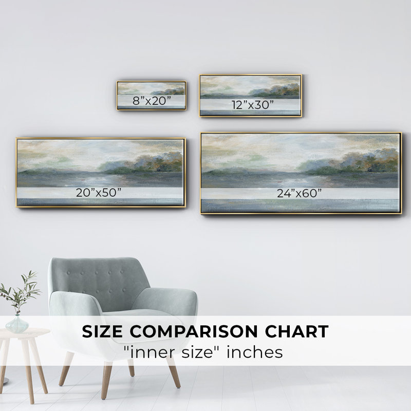 Blue Ethereal- Framed Canvas, 12" H x 30" W