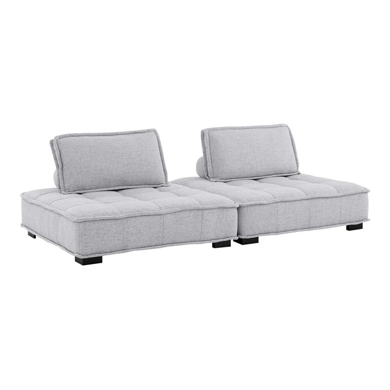Causeuse 2 pièces Saunt, 100 % polyester gris clair