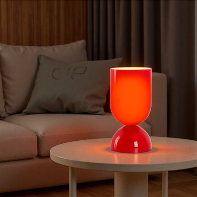 9'' Modern Red Glass Accent Table Lamp with Dimmer, cULus Certified for Bedroom Nightstands, Living Room Side Tables, Home Offices Desks or Contemporary Decor