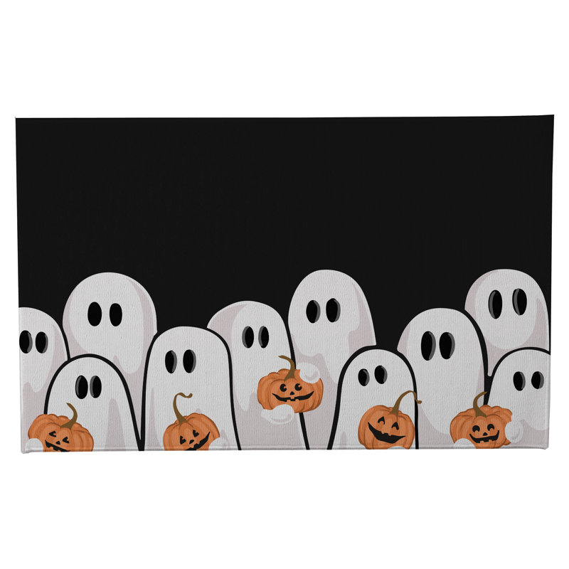 Paillasson Ghost & Pumpkins, Gris anthracite, L 21 po x L 34 po