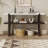 Wood Console Table with  Open Shelf,  Marble-Effect Top-1453518461