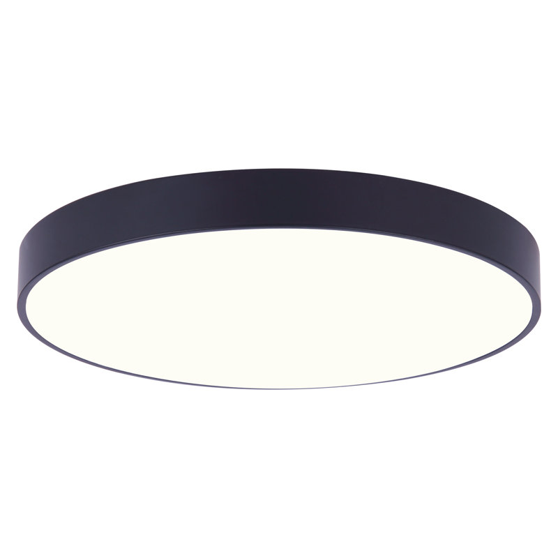 Black LED Edgeless Flush Mount, 1" H x 14" W x 14" D, No, Matte Black