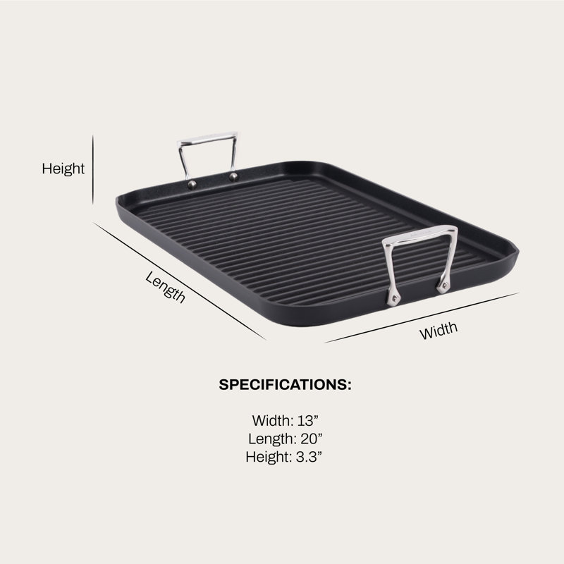 All-Clad HA1 Expert Cookware, Nonstick Double Burner Grill, 13 X 20 Inch