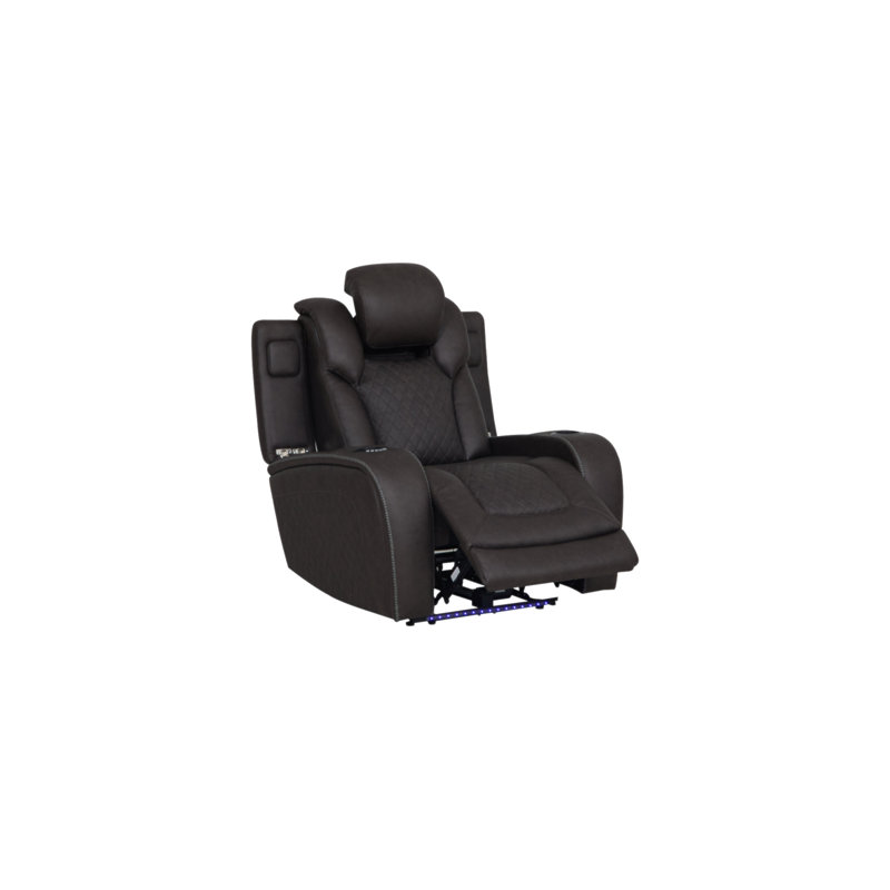 Fauteuil inclinable électrique en microfibre Wendell gris foncé avec rangement, USB et DEL