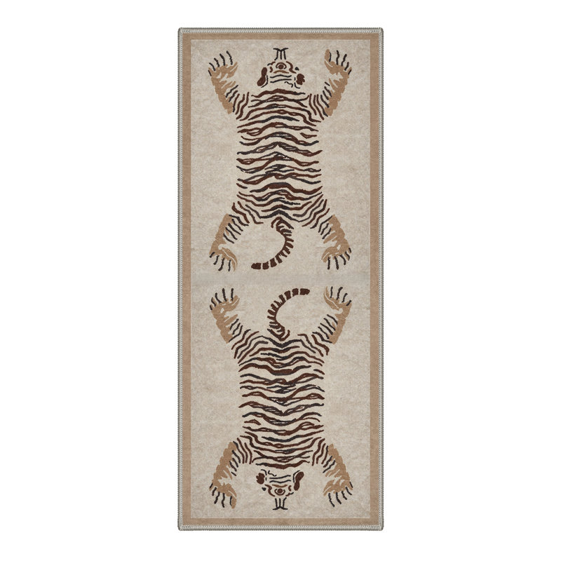 Tapis d'intérieur beige / brun à motif animalier Addingham, Tapis de couloir 2 pi x 6 pi