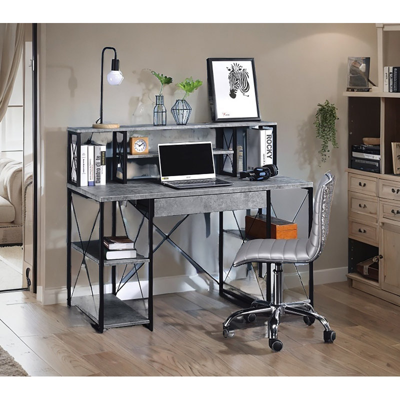 Nawaf Multifunctional Writing Desk, Gray/Black