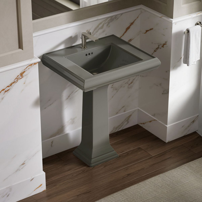 Memoirs Classic 27-1/4" rectangular pedestal bathroom sink, Thunder Grey, Single Hole