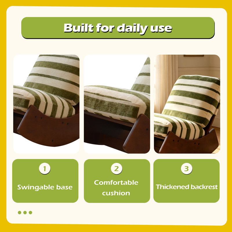 Chaise berçante confortable, fauteuil oscillant rembourré de haute qualité, structure en bois massif, parfaite pour les réglages multiples de la chaise de lecture pour la chambre à coucher et le salon