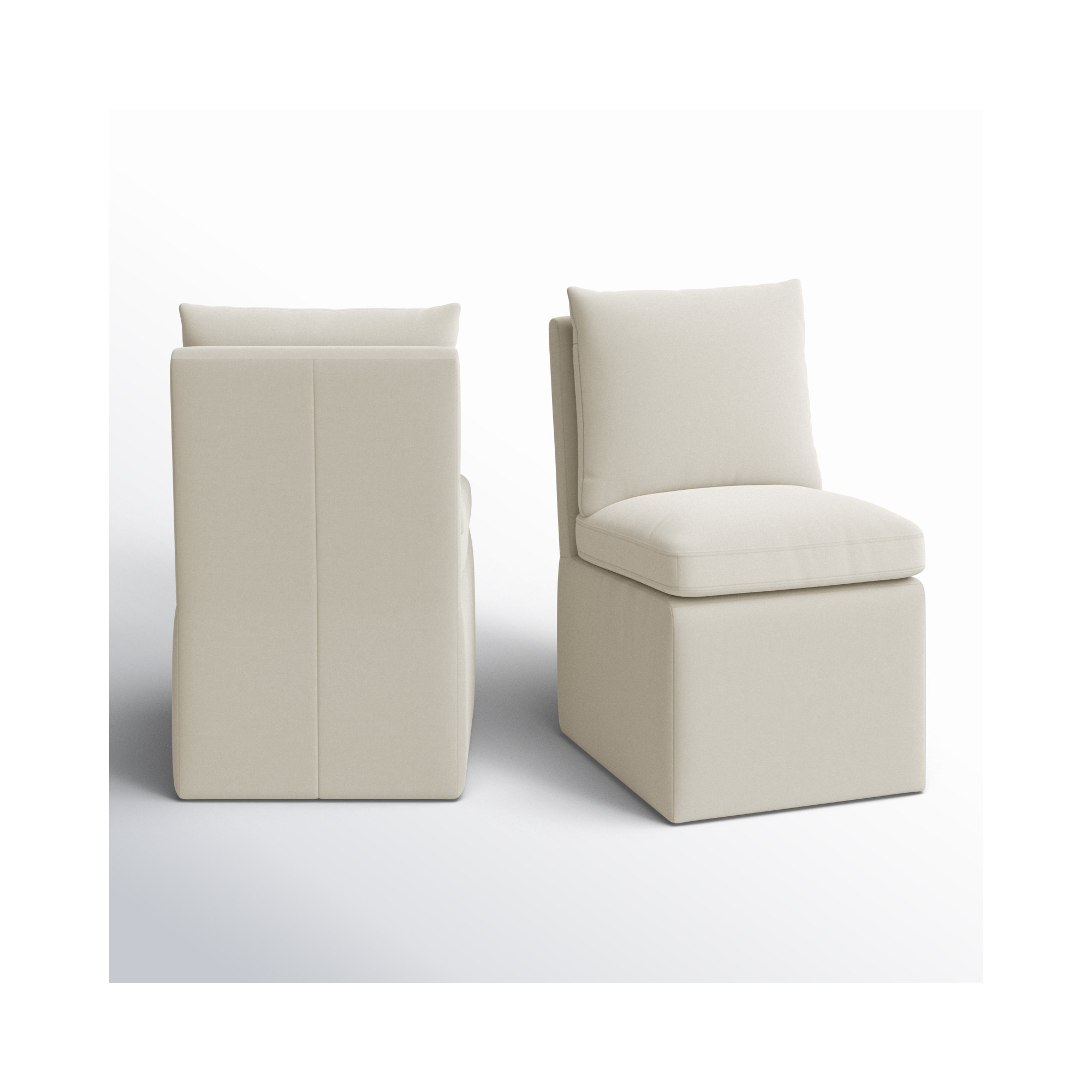 Alayaa Upholstered Side Chair with Casters, Bella Beach Performance Velvet
