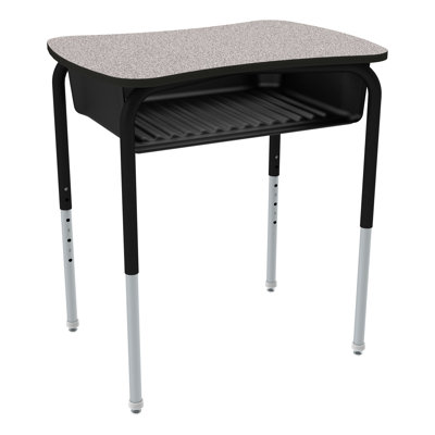Adjustable Height Bow Tie Open Front School Student Desk with Plastic Book Box 2-Pack