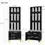 Modern Ribbed Hall Tree With Shoe Storage, Hallway Unit With Padded Bench, Hall Stand With 8 Gold Hooks-1597540496