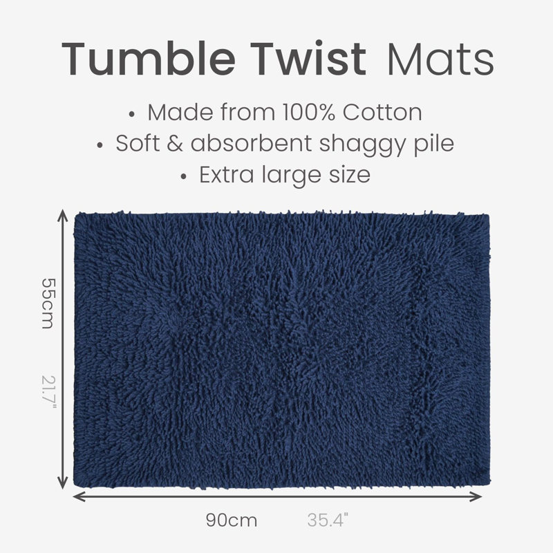Tumble Twist Cotton Bath Mat Large, Navy