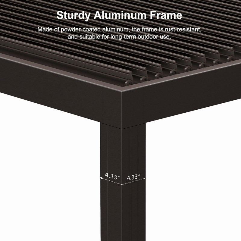 Pergola à persiennes d'extérieur en aluminium 10 pi x 16 pi bronze
