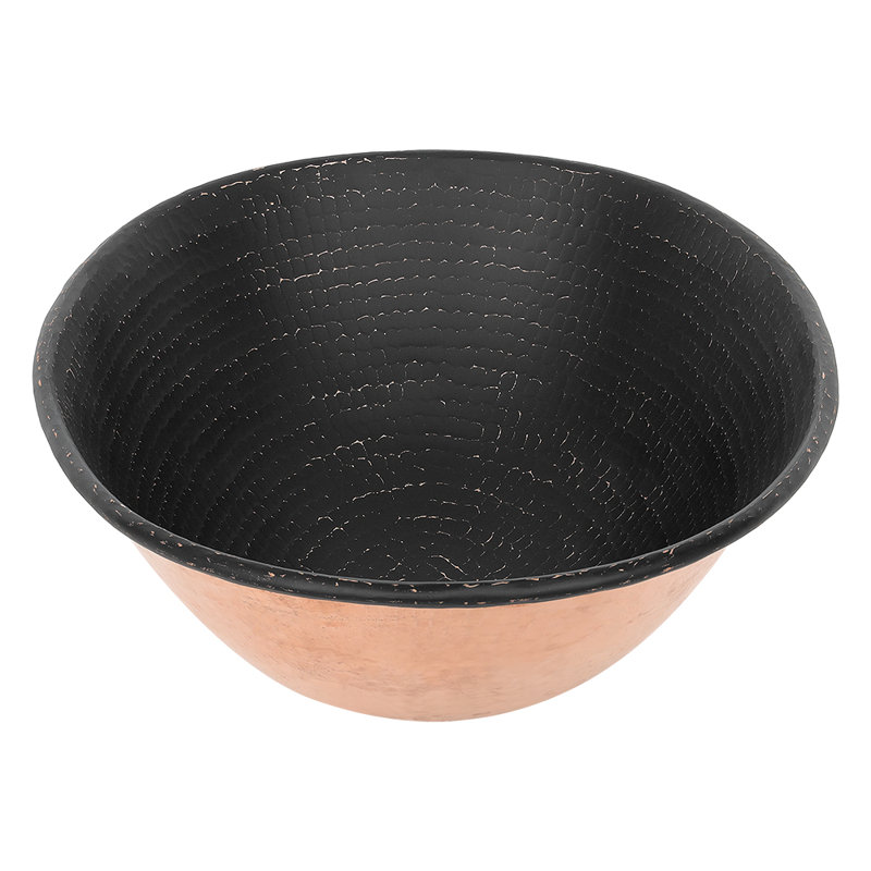 17" Oval Wired Rim Vessel Hammered Sink, Black