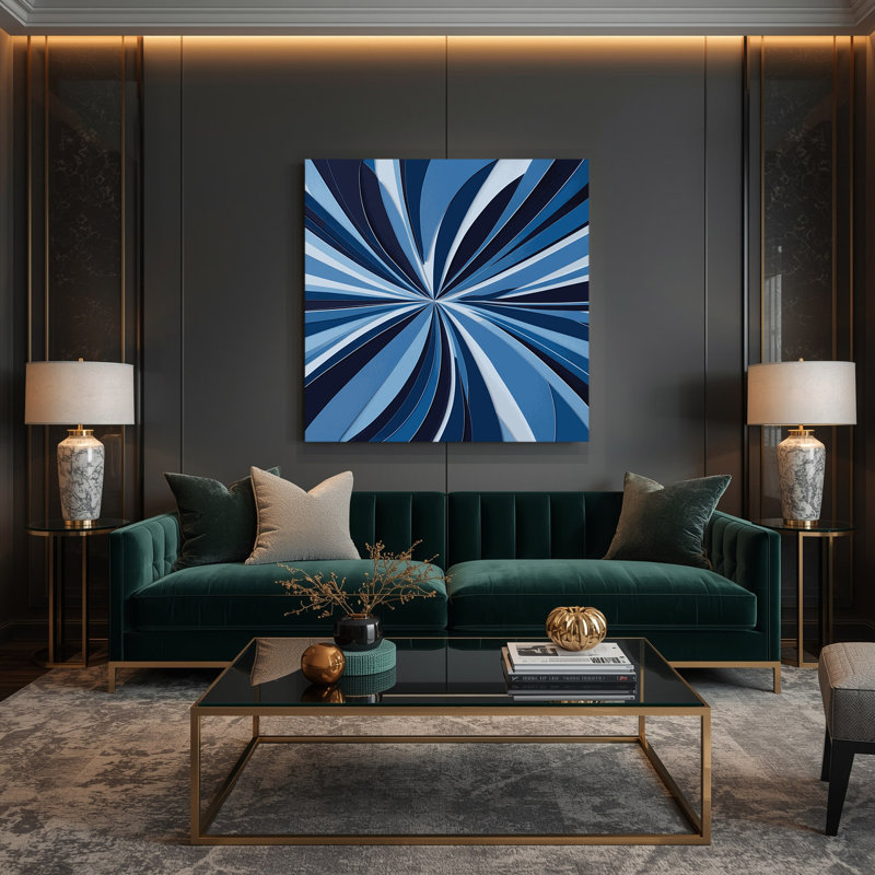 «Geometric Abstraction 29», art mural sur toile bleue, H 12 po x l 12 po