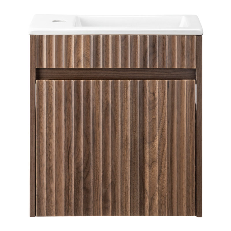 18'' Basin Cabinet Walnut Wall Mounted Without Basin