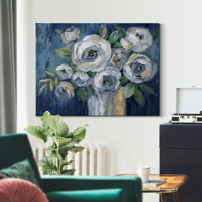 Winston Porter Indigo Touch Of Gold On Canvas Print & Reviews | Wayfair