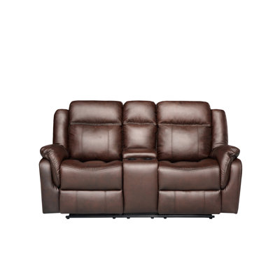 Causeuse inclinable manuelle en similicuir brun