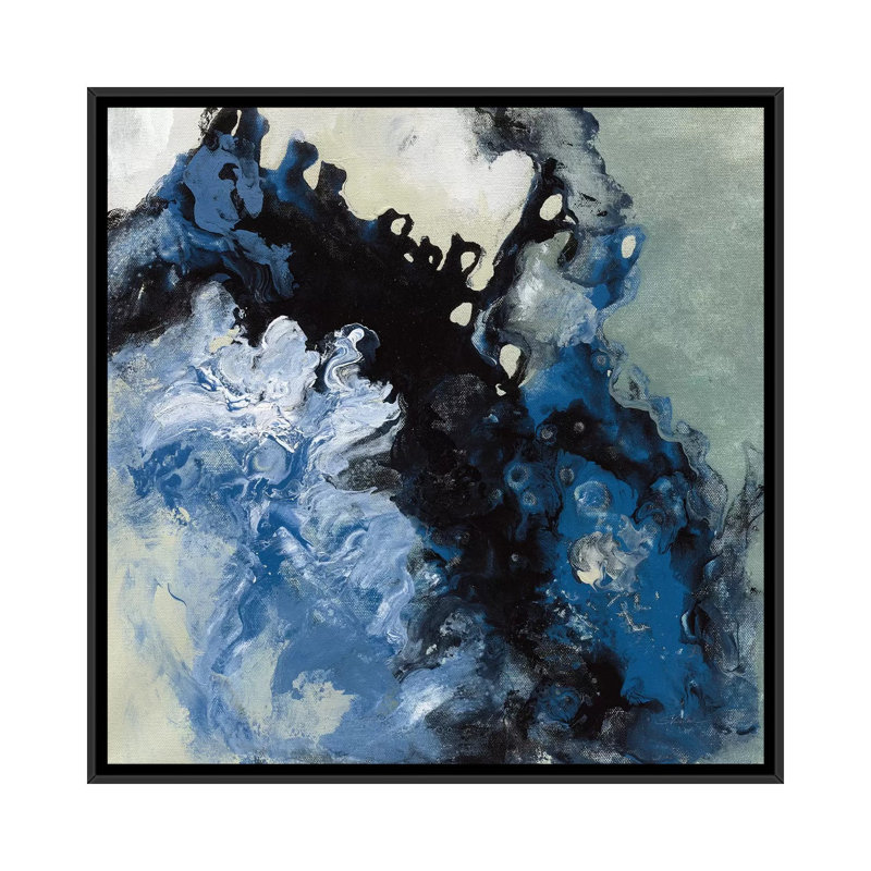 «Roaring Waves I» par Silvia Vassileva - reproduction, H 37 po x l 37 po x P 1,5 po, Toile avec cadre noir, Aucun mat