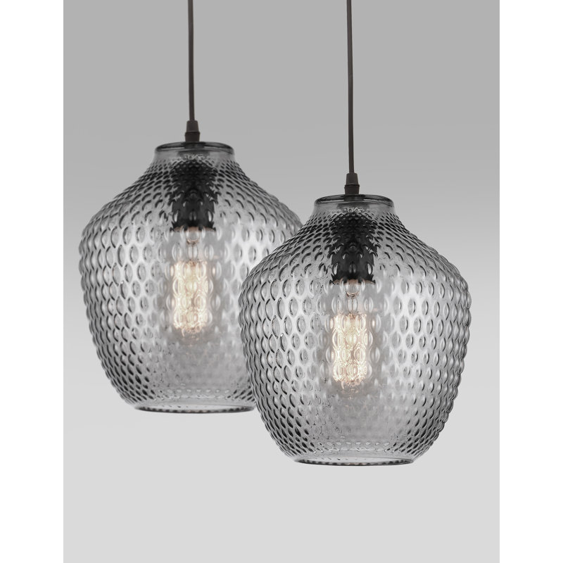Vetro 1 - Light Chrome Teardrop Pendant, Smokey