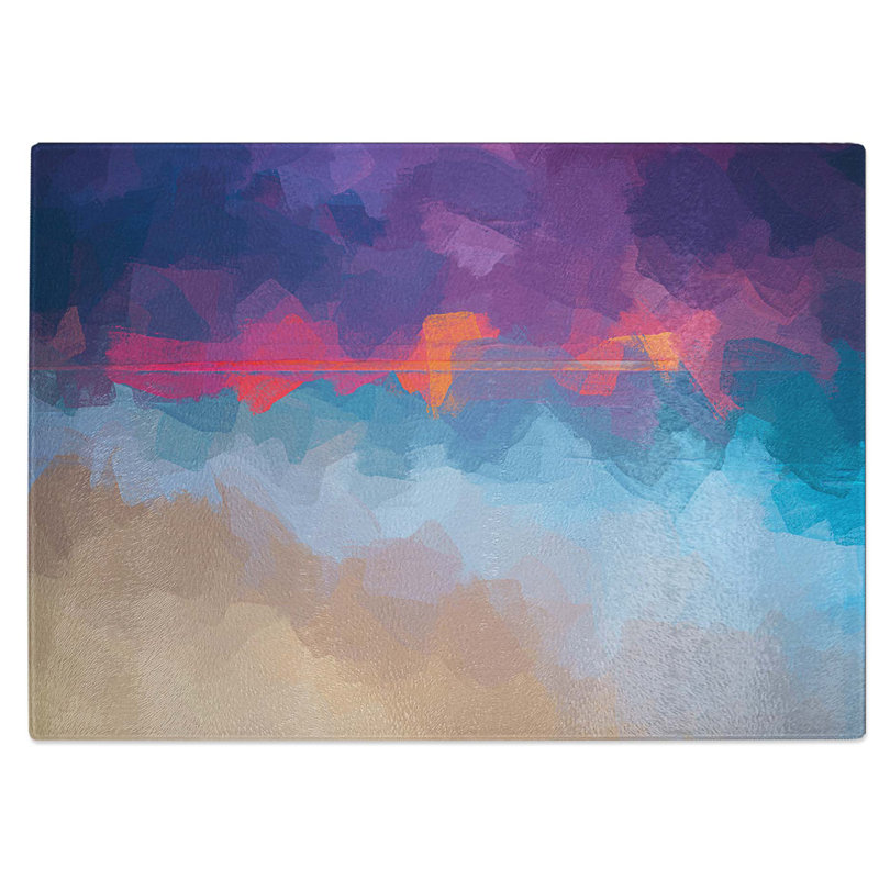 Tempered Glass Sunset Chopping Board, 28.5 cm W x 20 cm L