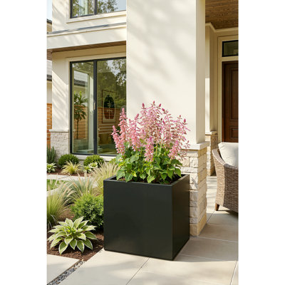 Galvanized Steel Metal Planter Box, Large Rectangular Planter Box with Drainage Holes, Modern Outdoor Planter Box for Indoor & Outdoor Use, Tall Plants, Flowers or Shrubs