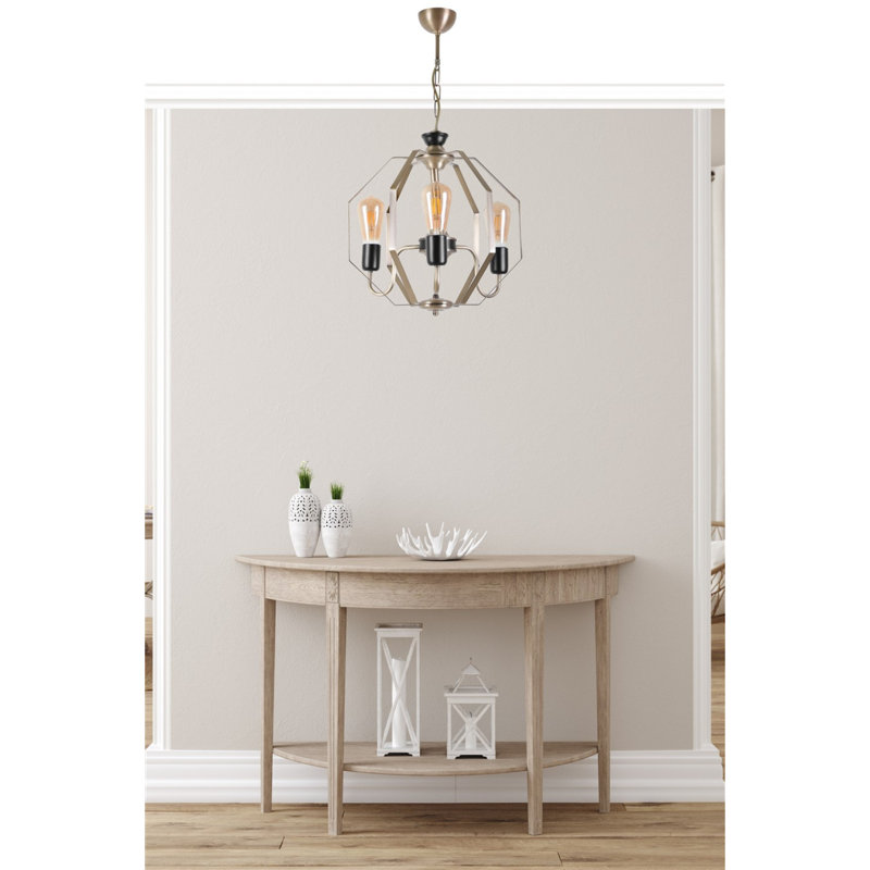 Lustre géométrique à 3 lumières Rhymer, Cuivre