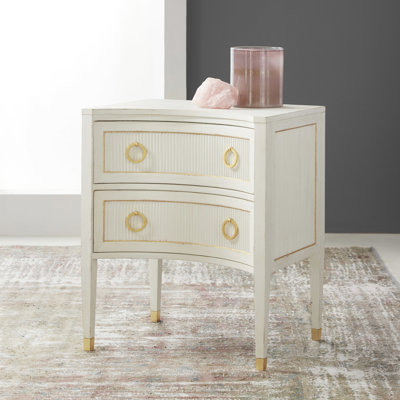 Gustavian 2 - Drawer Nightstand in Antique Gray/Gold by Modern History Home