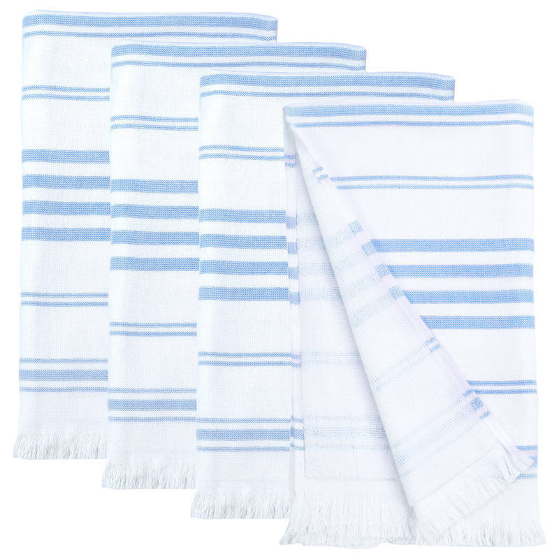 Hammam Collection 100% Cotton Kitchen Hand Towel Set, Mint Blue, Hand Towels - 4 Pack