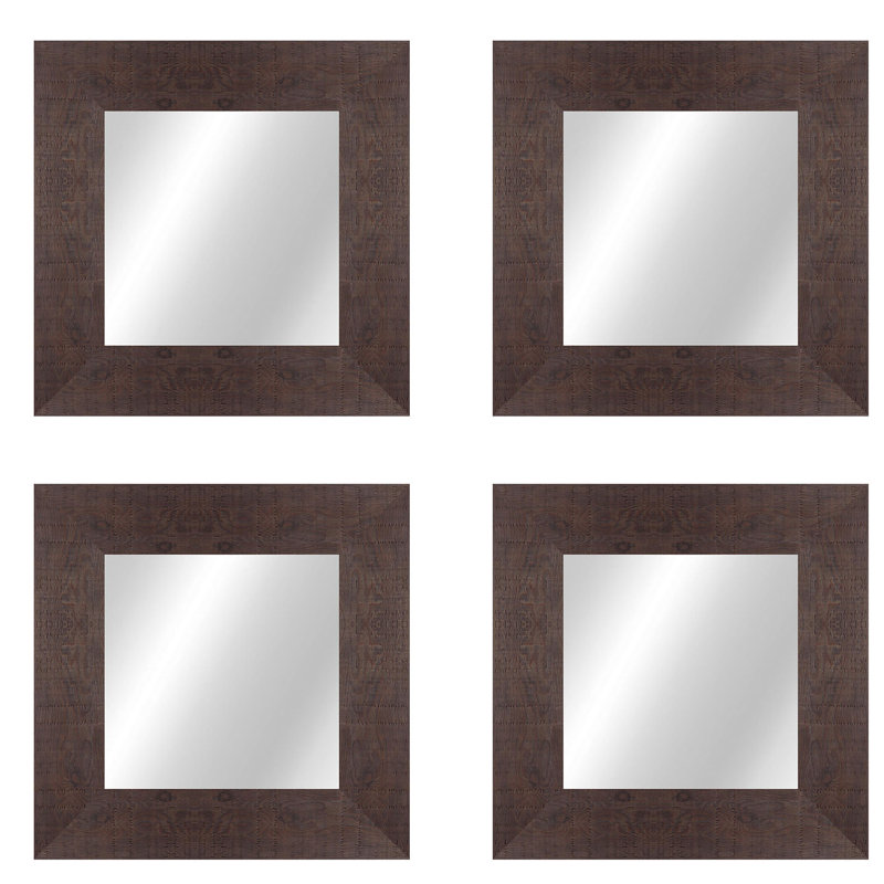 Flat Beveled Wall Mirror, Walnut