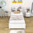 Wood Platform Bed with Trundle and Bookcase-2140958875-2140958822