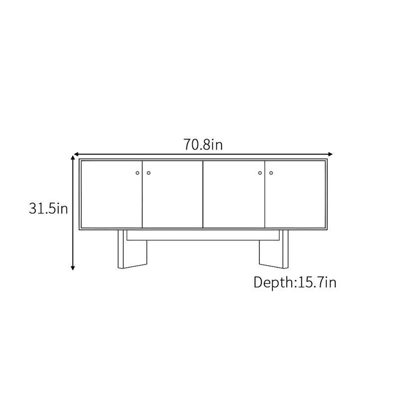 Buffet haut de gamme rétro et minimaliste, Noyer