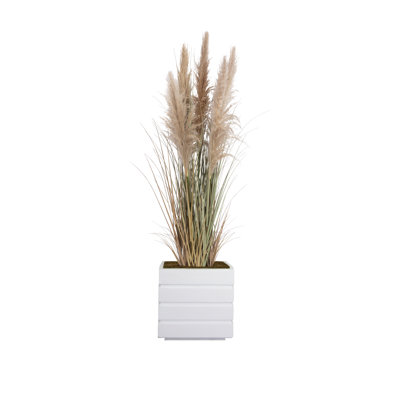 66 " H Faux Pampas Grass Plant in Fiberstone Planter