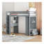 Lit mezzanine simple avec grandes tablettes, bureau et lumière DEL, gris-660476636-660476635