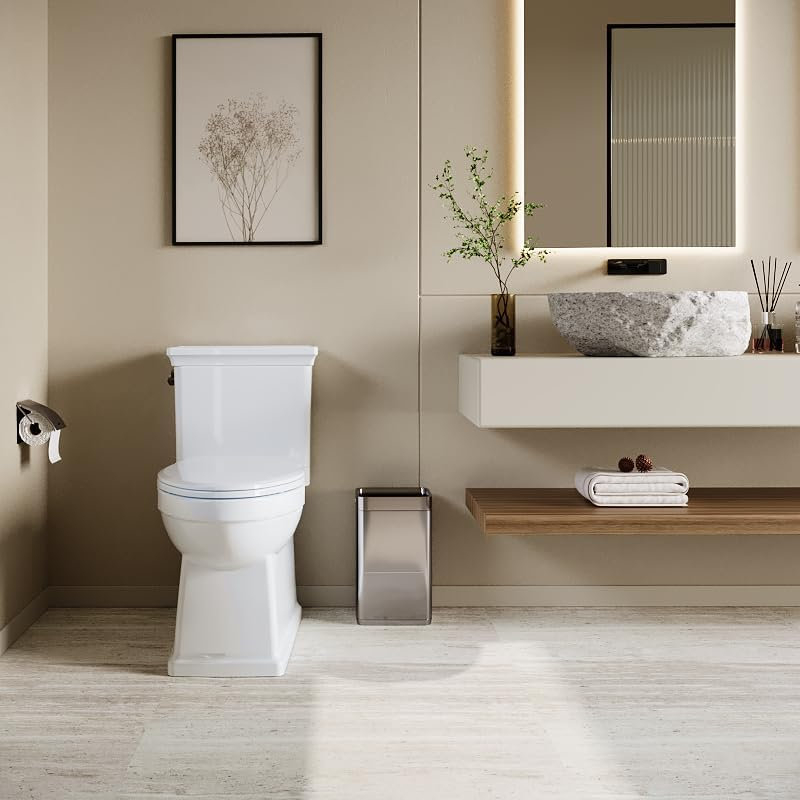 Toilette allongée une pièce, chasse simple 1,28 GPF, fermeture en douceur, hauteur confortable, levier à gauche