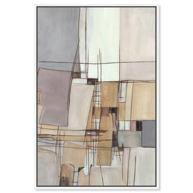 Art Remedy Midcentury, toile moderne, pensées non dites, H 31 po x l 21 po, Cadre flottant blanc